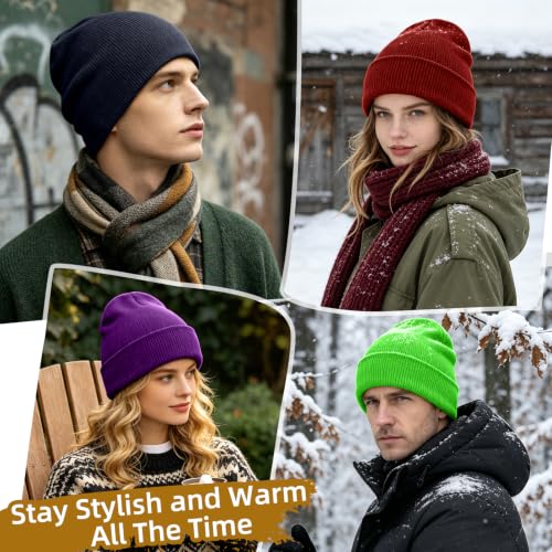 Neon Green Beanie for Men Women Warm Winter Hat Acrylic Knit Skull Cap - Variation of THIS listing
