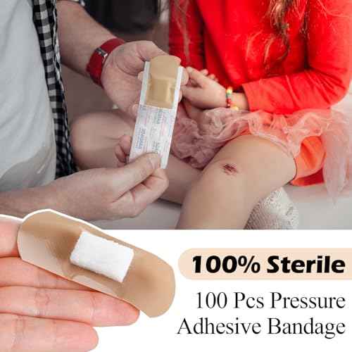 Geiserailie 100 Pcs Pressure Bandages XL for Dialysis Patients 2.83 x 1.18 Inch Pressure Adhesive Bandage Waterproof for Wound Care Absorbent Pad Thin Skin Seniors First Aid Essential