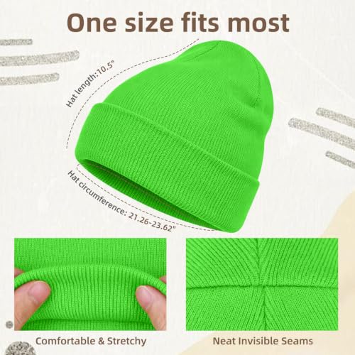 Neon Green Beanie for Men Women Warm Winter Hat Acrylic Knit Skull Cap - Variation of THIS listing