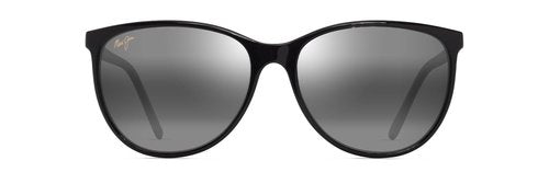 Maui Jim Women's Ocean Cat Eye Sunglasses, Shiny Black/Neutral Grey Polarized, Medium