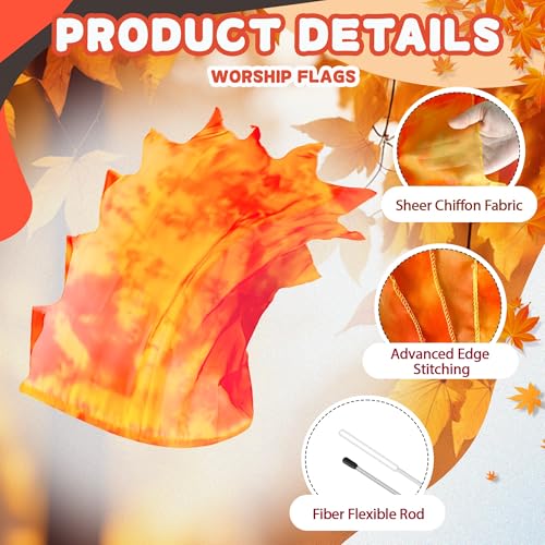Worship Flags for Dance Church Praise Set - Orange Red 54x45 with Carrying Bag - Variation JQ-Orange-Red