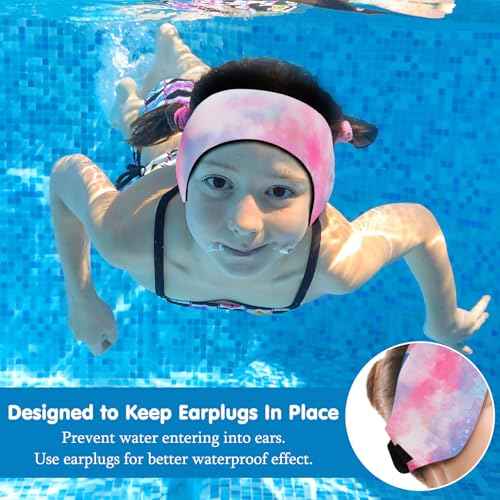 HeySplash Swimming Headband, Swimming Earplugs Ear Band Swimmer Ear Protection Kids Ear Plugs, Elastic Neoprene Ear Guard and Hair Guard for Kids & Toddlers, Keep Water Out and Hold Earplugs in