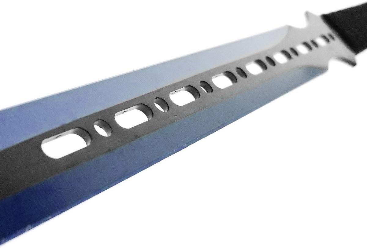 Fixed Blade Machete Set with 2 Throwing Knives. for Camping, Outdoor Sports, Collections and Gift (Blue-23)