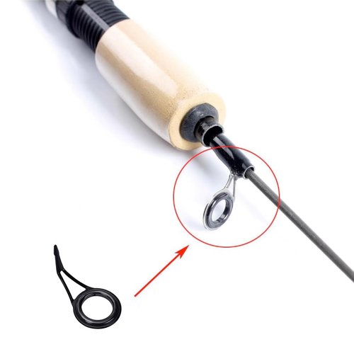 YAFIYGI 8pcs Fishing Pole Eyelets Replacement Kit Fishing Rod Tip Repair Kit Replacement Steel Ceramic Ring Fishing Rod Guides Tips for Rods Micro Tip Eyes Recoil Spring Eyelets Top Pole Guide Tips