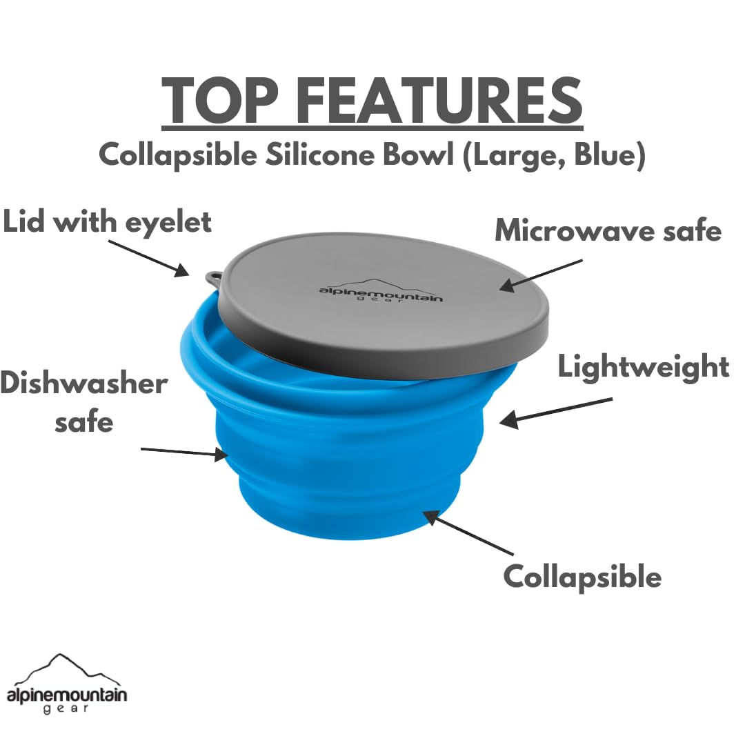 Alpine Mountain Gear 3 Pack Collapsible Silicone Bowl Bundle (Includes Small Red, Medium Green and Large Blue Bowl)