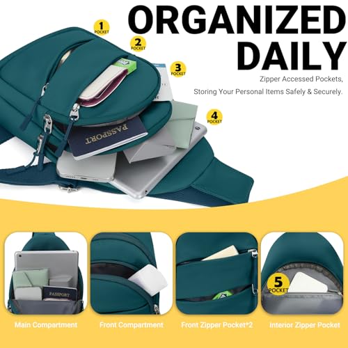 Crossbody Bags for Women, Sling Bag for Men, Small Hiking Backpack Anti Theft Lightweight for Outdoors Travel £¨M, Teal Blue£©