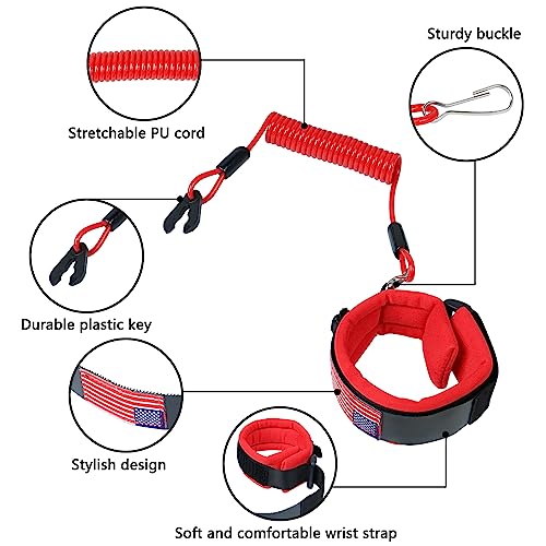 Boat Kill Switch Lanyard Wrist Strap for Yamaha Jet Ski - Red