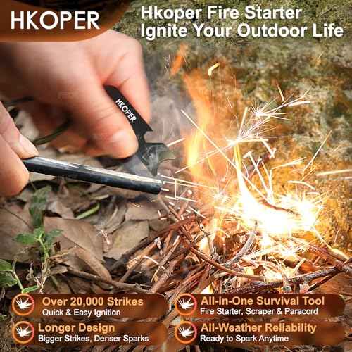 Ferro Rod Fire Starter, 6 Inch X 3/8 Inch Fire Starter Survival Tool, Flint and Steel for Camping and Hiking, Flint Fire Starter, Magnesium Fire Starter