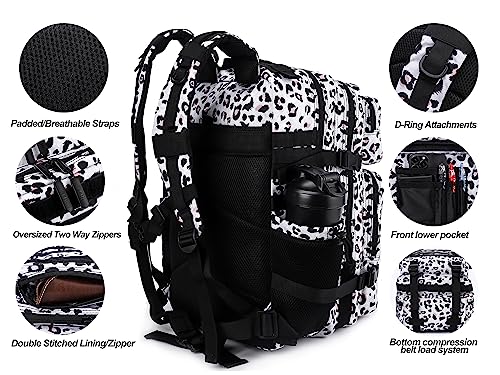 Military Tactical Backpack 45L Assault Pack with Molle System White Black Variation