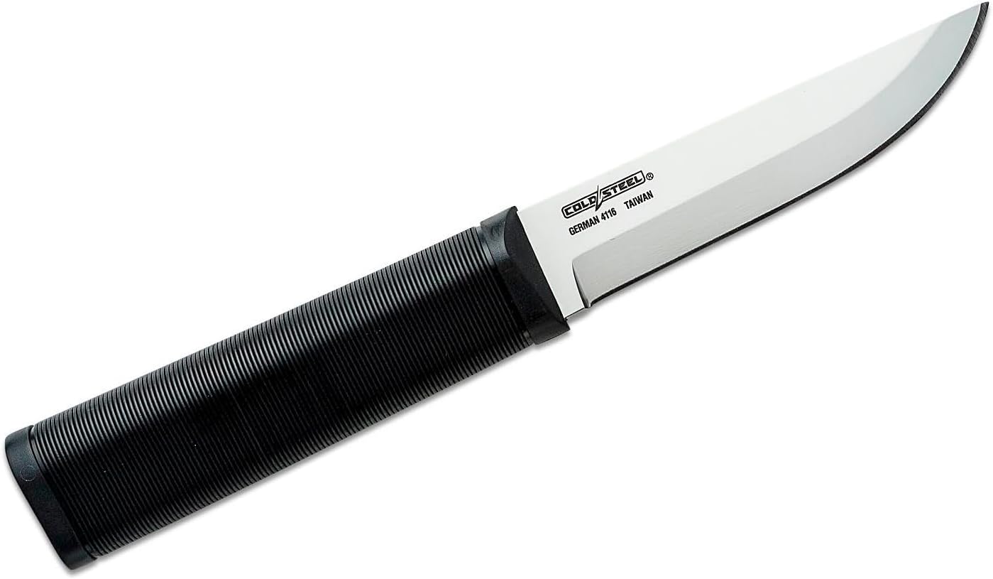 Cold Steel Finn Bear 4" Durable Compact German 4116 Stainless Steel Fixed Blade Straight Back Outdoor Game Hunting Utility Knife, 4-1/2" Textured Handle, Secure-Ex Sheath