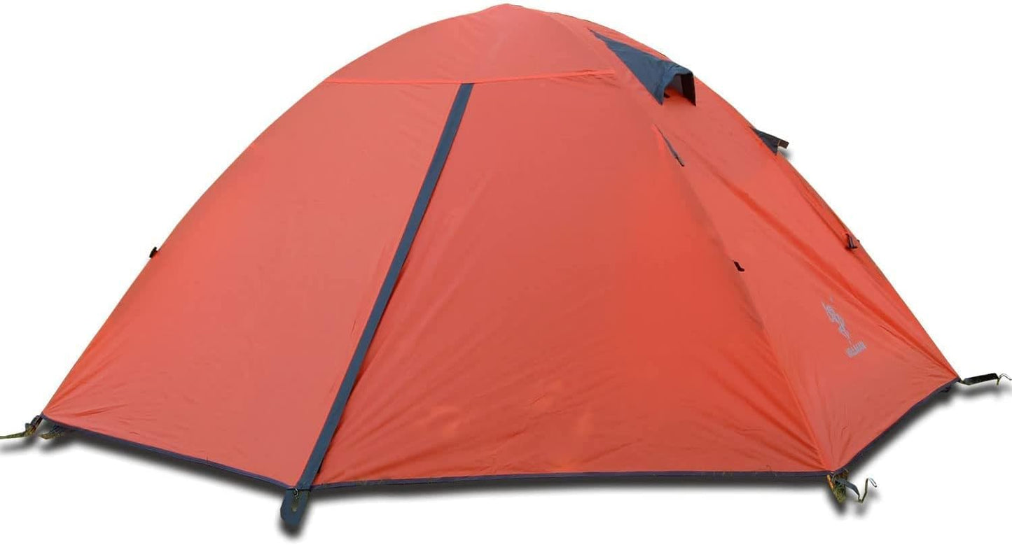 3-4 Season 2 3 Person Lightweight Backpacking Tent Windproof Camping Tent Awning Family Tent Two Doors Double Layer with Aluminum rods for Outdoor Camping Family Beach Hunting Hiking Travel