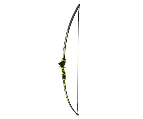 Barnett Quicksilver Youth Bow and Arrow Set for Kids 7-12 Years Old - 15-22in Draw Length, 28lb Draw Weight, Ambidextrous Handle with Adjustable Fiber Optic Sight, Includes Two Arrows, Green