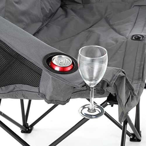 ARROWHEAD OUTDOOR Portable Folding Double Duo Camping Chair Loveseat w/ 2 Cup & Wine Glass Holder, Heavy-Duty Carrying Bag, Padded Seats & Armrests, Supports up to 500lbs, USA-Based Support