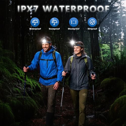 LED Headlamp Rechargeable, 2000 Lumens Super Bright Head Lamp with Motion Sensor, 5 Modes & 120¡ÆAdjustable & IPX7 Waterproof USB Rechargeable Headlight for Outdoor Camping, Running, Cycling, Climbing