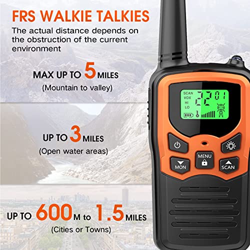 MOICO Walkie Talkies Two-Way Radios for Adults - 4 Pack, Orange, 22 Channels