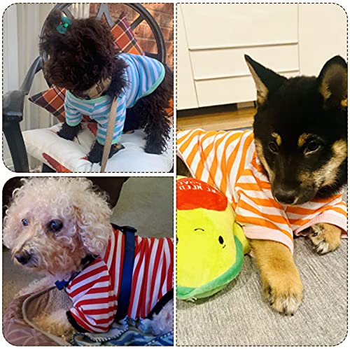 Pet Cotton Striped Dog T-Shirt - Light Color, Medium Size, 6 Pack