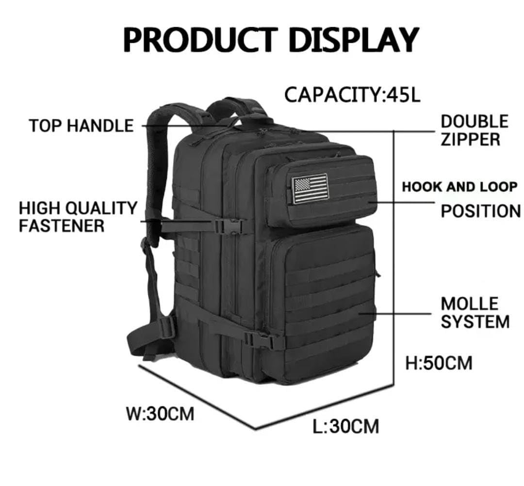 Fifarise 900D Oxford Military Tactical Backpack Molle Army Assault,3 days pack bug out Bag for Photographer,Hicking,Treeking,Travel (Black CP)