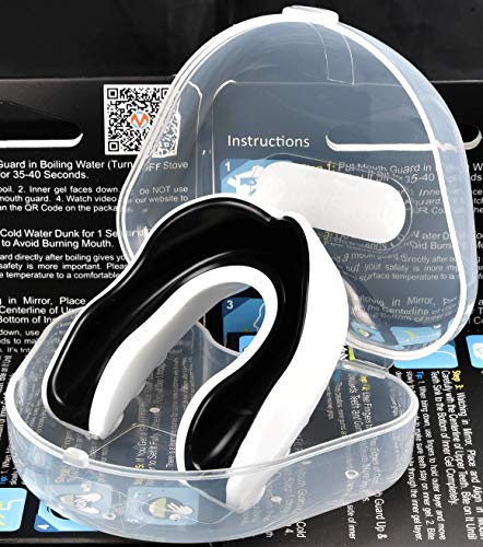 Pro Mouth Guard for Sports Adults - White/Black, MMA, Football, Boxing