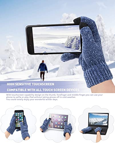 Women's Winter Knit Hat Beanie Scarf Gloves Set - One Size Blue