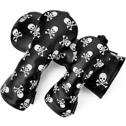 Skeleton Skull Golf Club Headcover for Fairway Wood and Hybrid - Black Variation