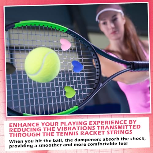 Heart Shaped Tennis Vibration Dampeners 24 Pack - Colorful Racket Accessories