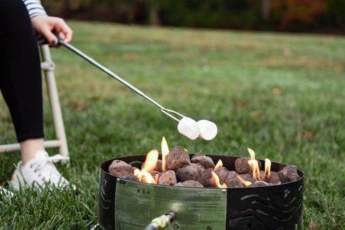 Camco Durable Stainless Steel Hot Dog and Smore Roasting Fork for Campfires -Extends Up to 34", Excellent for Camping, Hiking or RVing (44014) , Black
