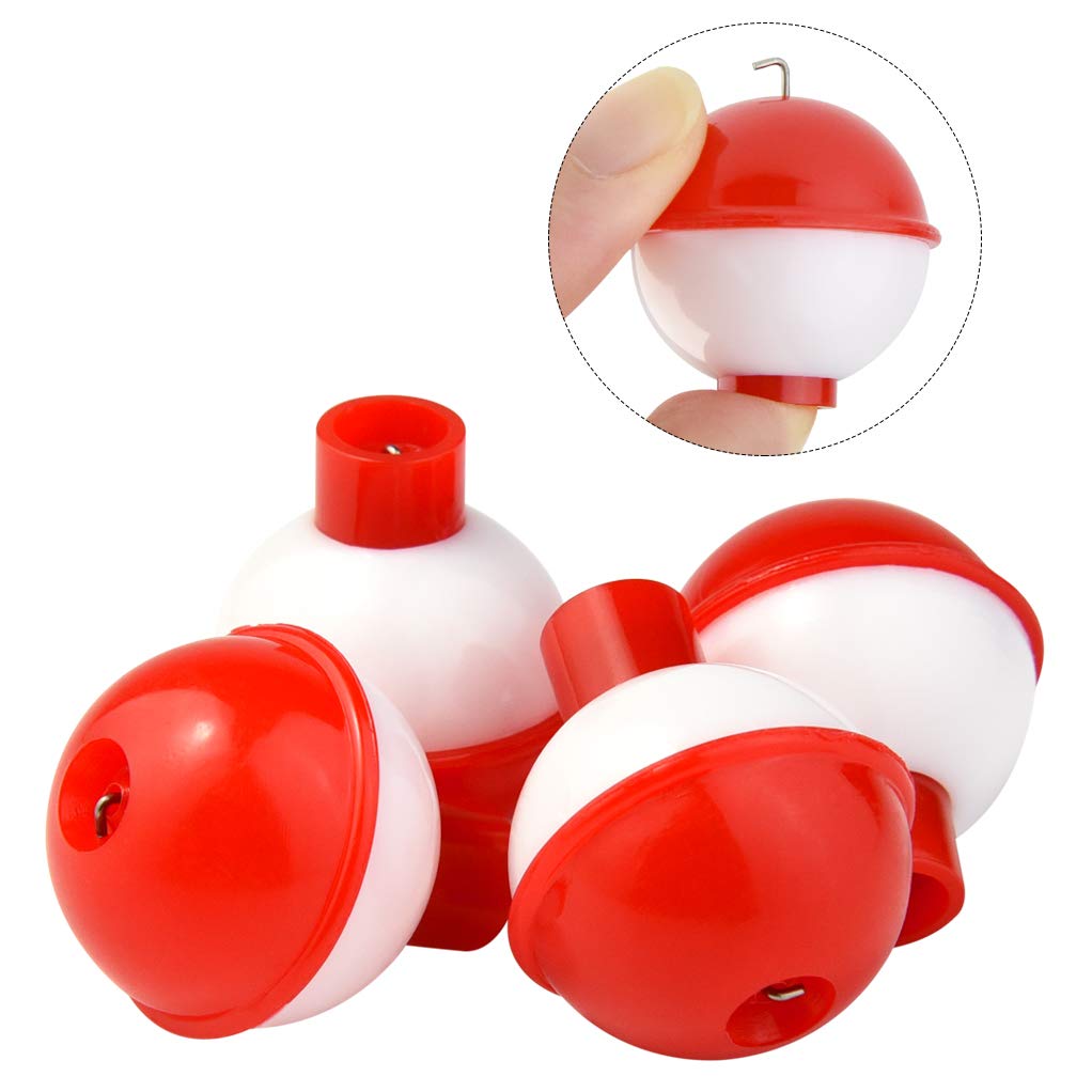 Bskifnn 20 PCS Round Fishing Bobbers 1 Inch Float Bobbers Push Button - Red and White ABS Material (20)