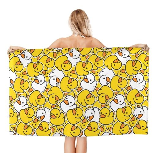 Cute Rubber Duck Beach Towel Large Microfiber Sand Free Quick Dry Bath Towels Gift for Pool Bathroom Travel Cruise Ship Essentials 32x52 Inch