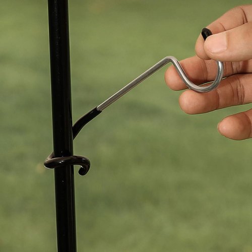 Baluue 3Pcs Outdoor Camping Lamp Pole Hooks, Non-Slip Portable Multi-Functional S Hooks for Tent Light, String Lights, and Outdoor Hanging, Steel and Rubber