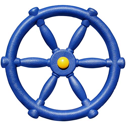 Kids Pirate Ship Wheel Toy for Outdoor Playsets - Blue, 12 Inch Diameter