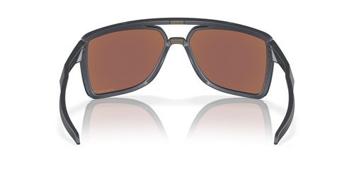 Oakley Men's OO9147 Castel Rectangular Sunglasses, Blue Steel/Prizm Deep Water Polarized, 63 mm
