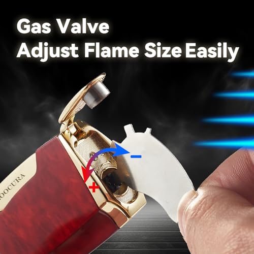 Torch Lighter 2 Pack Double Jet Flame Torch Lighters Butane Gas Refillable Windproof Adjustable Pocket Lighter for Grill Kitchen Fireplace Camping(Without Fuel)