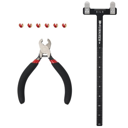 S F Nock & D-Loop Pliers T Bow Square Brass Nocks Point Bow Tuning Kit-Bow String Nocking Points Archery Set(T-sq, Plier, 6 nocks)