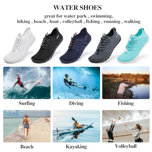 Water Shoes for Women and Men - Barefoot Sport Beach Swim Footwear - White, Size 6.5 Women / 5.5 Men