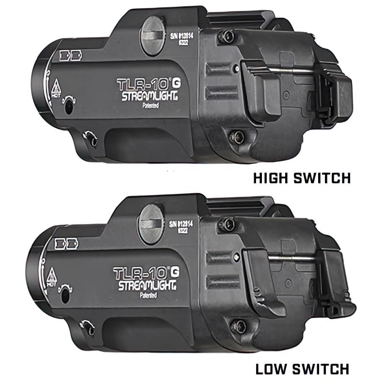 Streamlight 69473 TLR-10 G Flex 1000-Lumen Rail-Mounted Tactical Weapon Light with Integrated Green Aiming Laser, Rear Switch Options, and Key Kit, Black