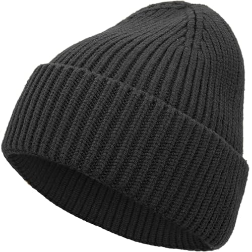 Seamless Beanie Hat for Men Women, Wool Fisherman Beanies, Unisex Cuffed Knit Warm Winter Hats Skull Cap Ski Caps