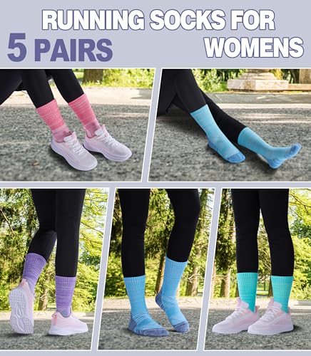Women’s Multicolor Compression Running Hiking Socks - 8-10 / 5 Pairs