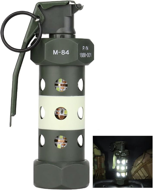 Zhongren M-84 CS Airsoft Flashlight Flashbang Plastic Grenade Toy Model Emergency Camping Lamp Portable Lantern Tactical Gear Accessories for Army Fans Military