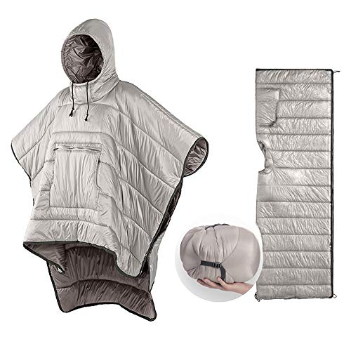 Wearable Hooded Blanket Sleeping Bag - Lightweight Thermal Cloak for Camping Hiking