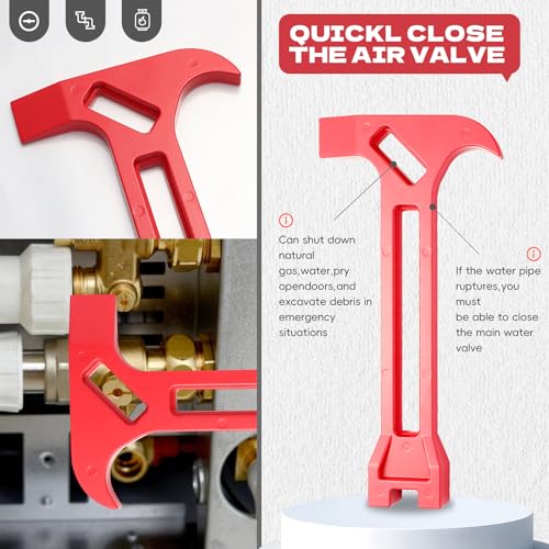 4-in-1 Emergency Tool ? Gas & Water Shut Off Wrench, Non-Sparking Pry Bar, Earthquake Survival Tool ? Firefighter-Designed, for First Responders & Home Safety£¨Red£©