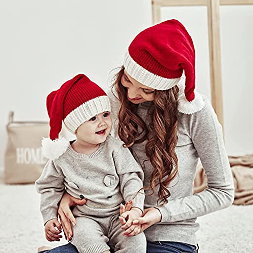Women's Santa's Knit Beanie - Holiday Winter Hat, Soft Family Matching Xmas Gift - Adult