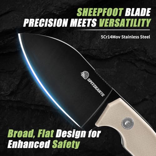 EDC Neck Knife with Sheath - Khaki Handle, 2.8" Stainless Steel Blade, Tactical Fixed Blade Camping Knife, Variation: Khaki-Black
