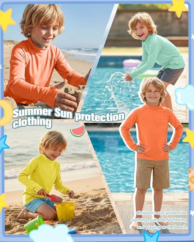 3 Pack Boys Swim Rash Guards SPF Water Shirts - Lightweight & Breathable