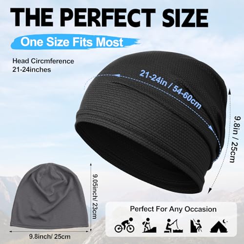 JenPen Cooling Skull Cap for Men Women, Breathable Quick Dry Helmet Liner Sweat Wicking Biker Cap for Running Cycling Sports