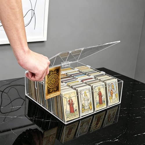 Acrylic Storage Box for Trading Cards - 3000+ Card Capacity with Dividers & Supports