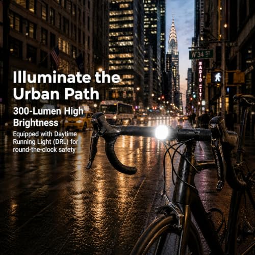 Bike Light Set with USB-C Charging Case Front and Rear - 5 Modes, Waterproof