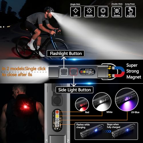 SKYFIRE 2-Pack Rechargeable Magnetic LED Flashlights with Electric Lighter - SF-2178 Black