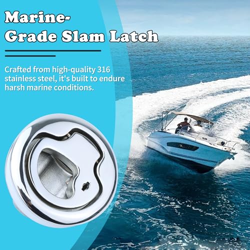 Marine Grade 316 Stainless Steel Boat Slam Latch 2 Inch with Lock - 2 Pack