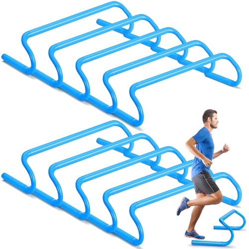 Blue 6-Inch Speed Agility Training Hurdles Set of 10 - Detachable, Durable PVC for Sports & Fitness