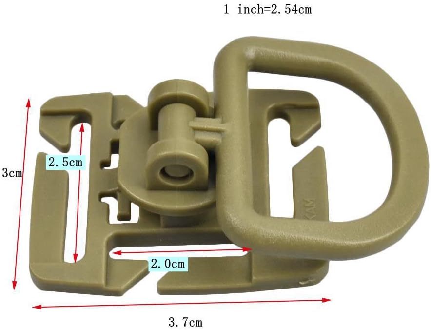 Jadedragon Multipurpose Tactical 360 Rotation D-Ring Clips/Locking Carabiner/Hydration Tube Clips/Elastic String Strap Management Tool for MOLLE Webbing Attachment Backpacks